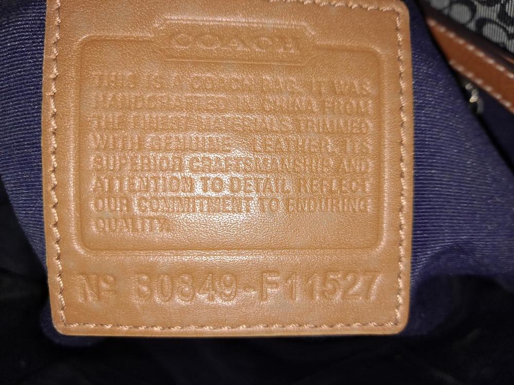 Coach Navy Signature Jacquard British Tan Trim Tote‎ F11527 - Picture 7 of 10